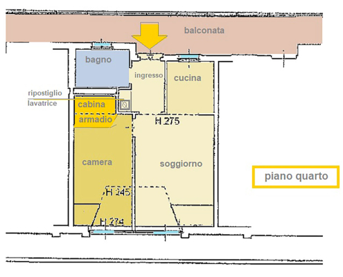 Bilocale Milano Via Boncompagni - Planimetria